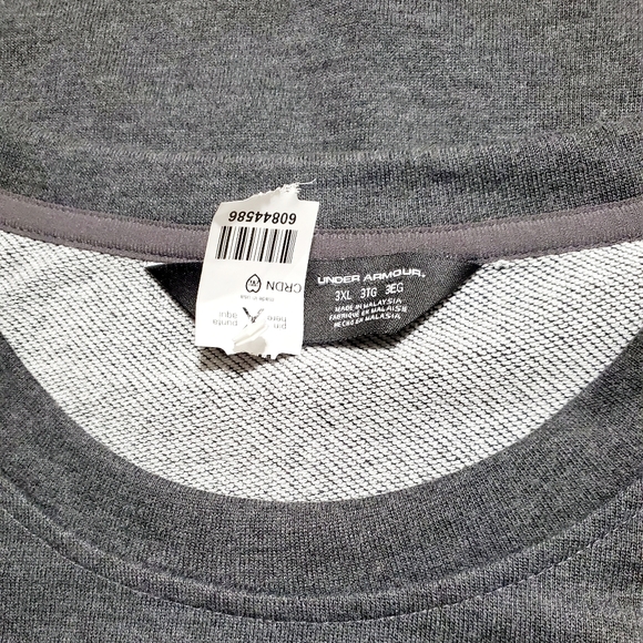 UNDER ARMOUR Men's Essential Fleece Crew Gray Sweatshirt🆕️✨️ size 3X - Picture 6 of 6